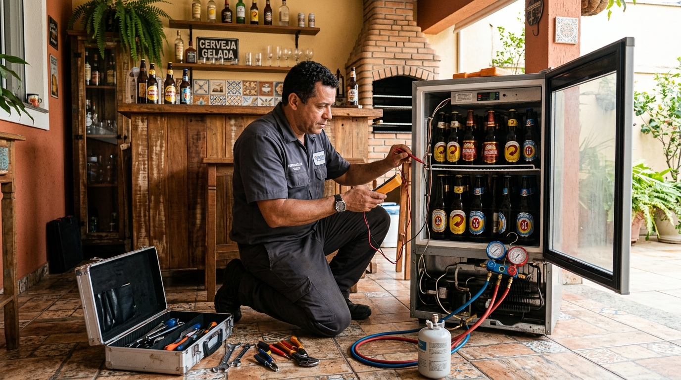 Recarga de gás refrigerante em cervejeira em atendimento em Alphaville, Bauru‑SP